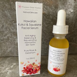 Hawaiian Kukui & Squalane Facial Serum Anti-Aging Normal Dry Skin Pure Rose & Geranium 1oz