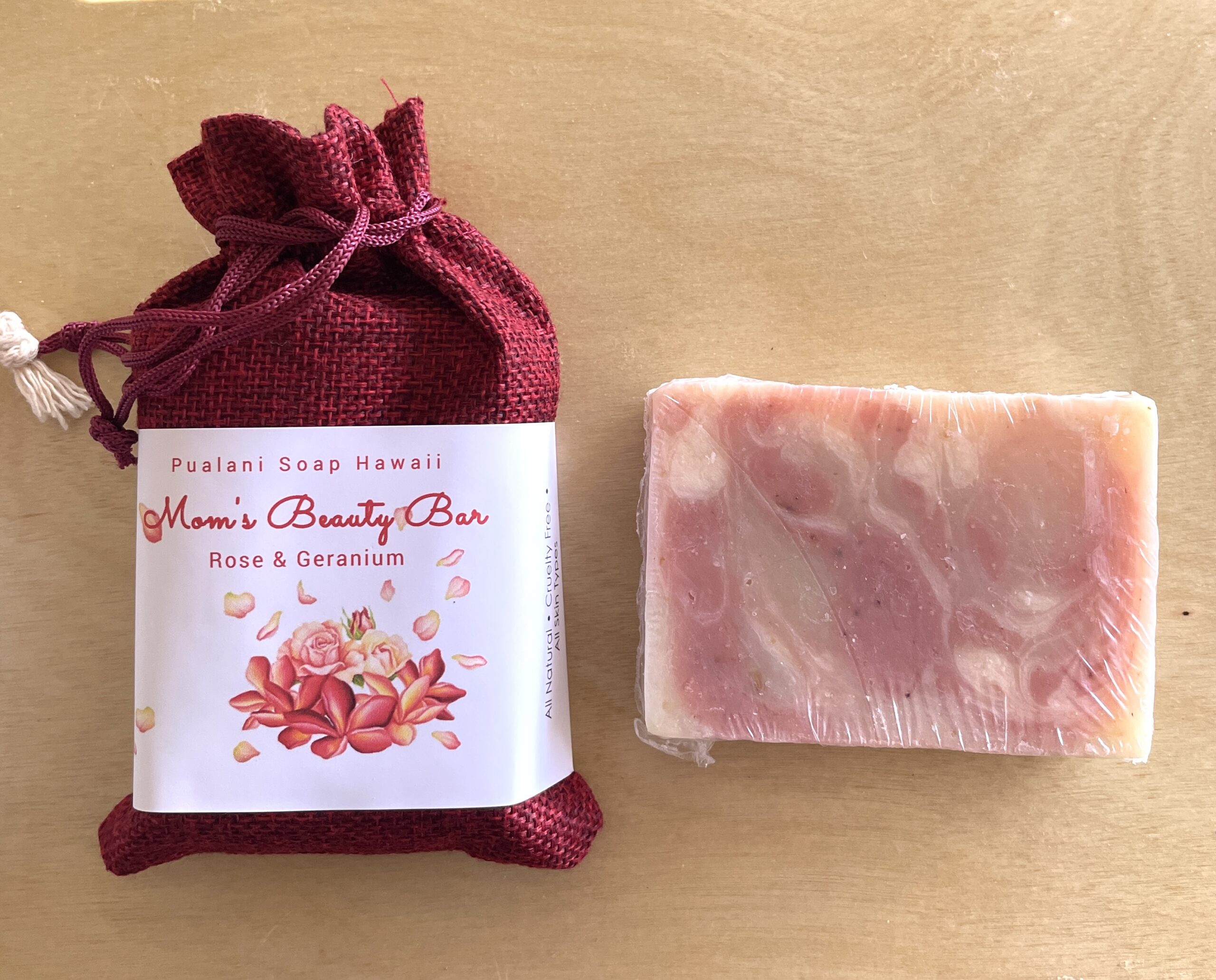 Mom’s Beauty Bar with Rose & Geranium Gentle scrub with oatmeal 2oz or 4oz